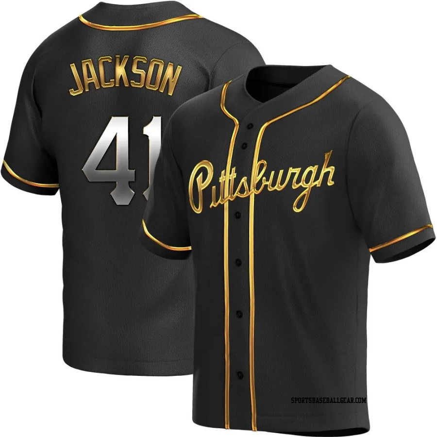 Andre Jackson Men's Pittsburgh Pirates Black Golden Replica Alternate Jersey