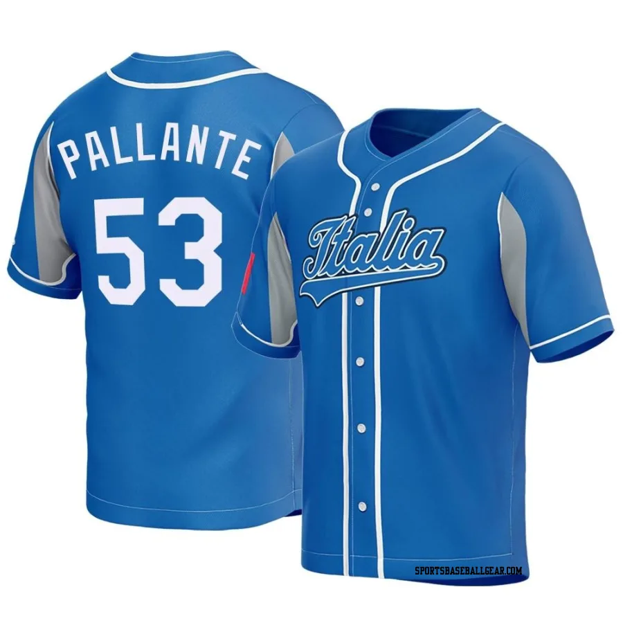 Andre Pallante Men's Italy Baseball Royal Replica 2023 World Baseball Classic Jersey