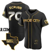 Andre Scrubb Men's Houston Astros Black/Gold Authentic 2023 Space City Ready 2 Reign Flex Base Jersey