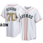 Andre Scrubb Men's Houston Astros Gold Replica White 2023 Collection Jersey