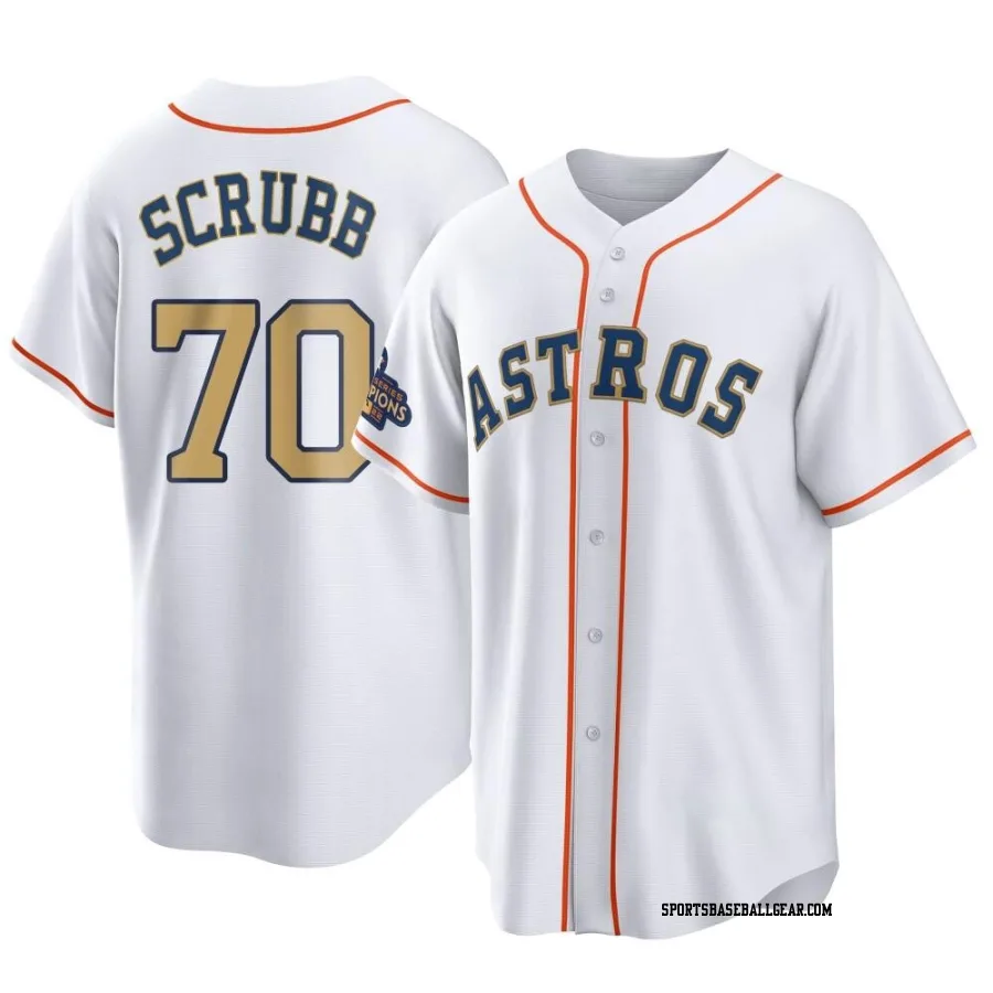 Andre Scrubb Men's Houston Astros Gold Replica White 2023 Collection Jersey