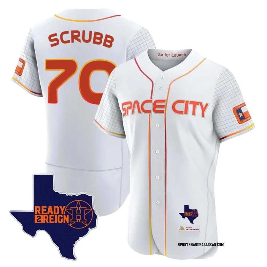 Andre Scrubb Men's Houston Astros White Authentic 2023 Space City Ready 2 Reign Flex Base Jersey