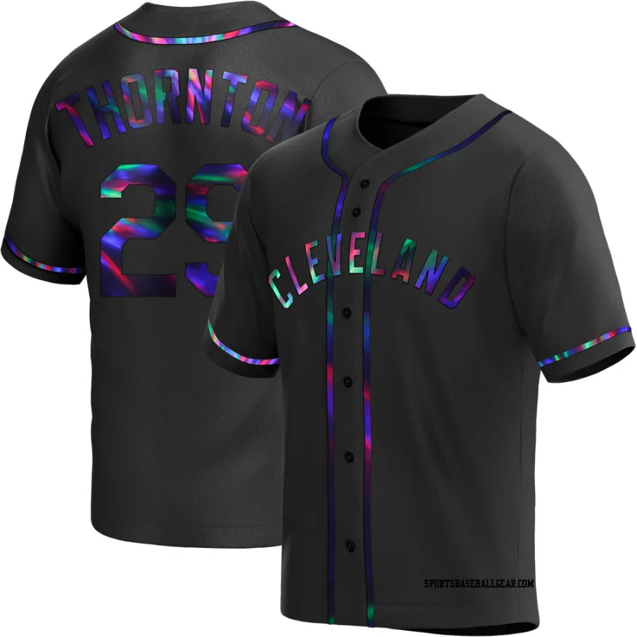 Andre Thornton Men's Cleveland Guardians Black Holographic Replica Alternate Jersey