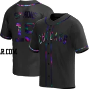 Andrelton Simmons Men's Chicago Cubs Black Holographic Replica Alternate Jersey