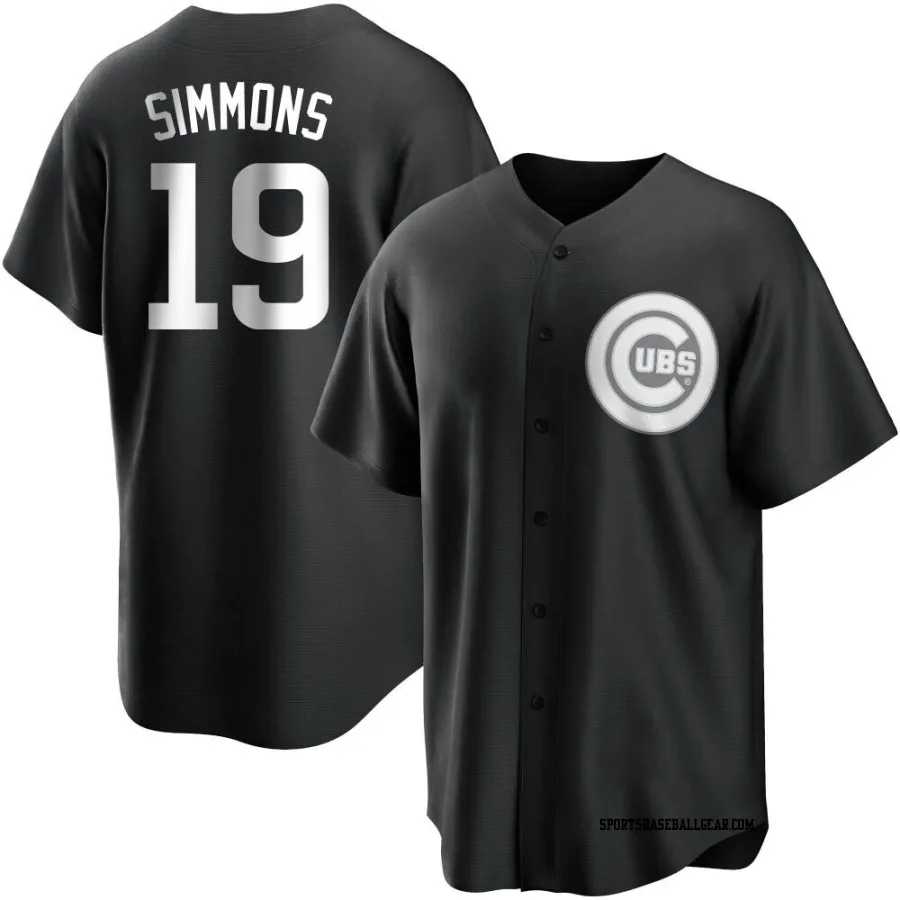 Andrelton Simmons Men's Chicago Cubs Black/White Replica Jersey