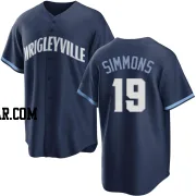 Andrelton Simmons Youth Chicago Cubs Navy Replica 2021 City Connect Jersey