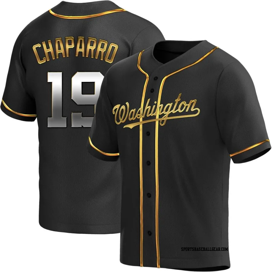 Andres Chaparro Men's Washington Nationals Black Golden Replica Alternate Jersey