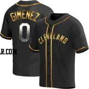 Andres Gimenez Men's Cleveland Guardians Black Golden Replica Alternate Jersey