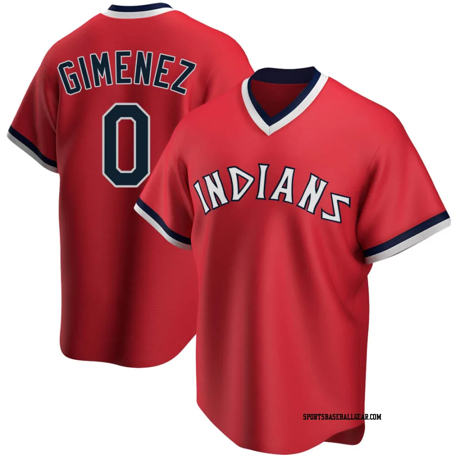 Andres Gimenez Men's Cleveland Guardians Red Replica Road Cooperstown Collection Jersey