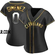 Andres Gimenez Women's Cleveland Guardians Black Golden Replica Alternate Jersey