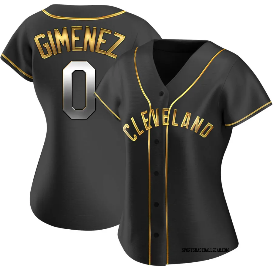 Andres Gimenez Women's Cleveland Guardians Black Golden Replica Alternate Jersey