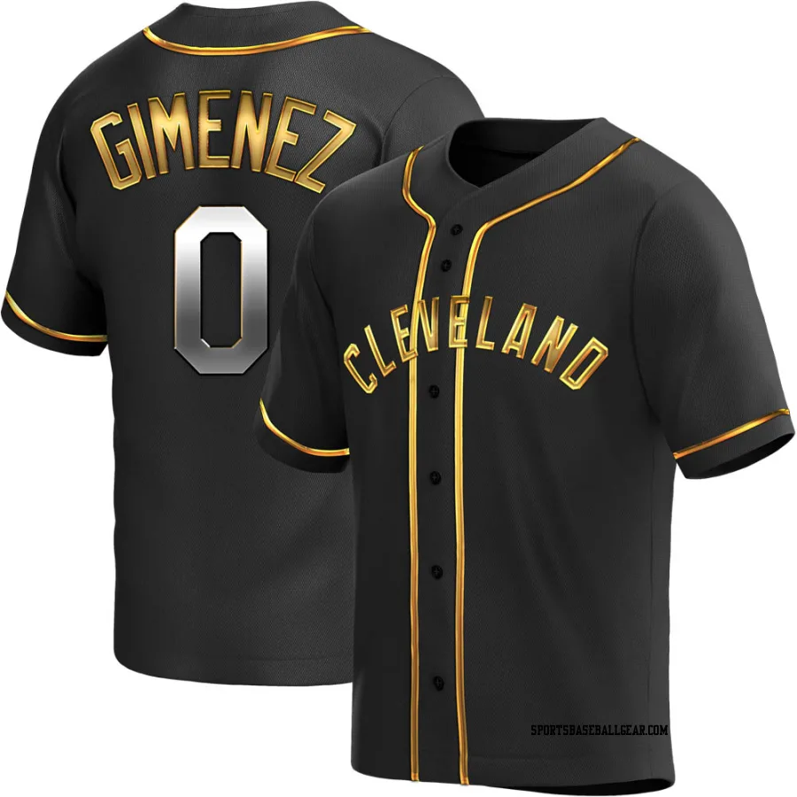 Andres Gimenez Youth Cleveland Guardians Black Golden Replica Alternate Jersey