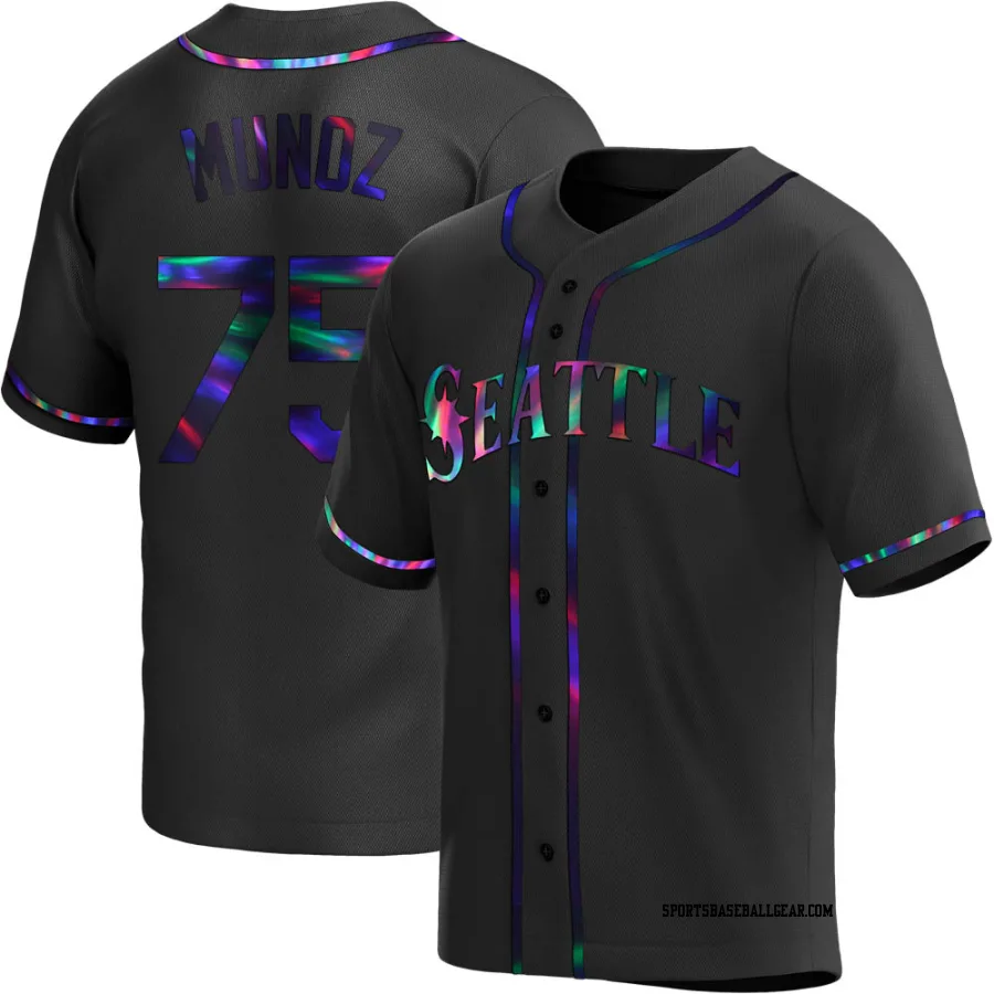 Andres Munoz Men's Seattle Mariners Black Holographic Replica Alternate Jersey