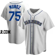 Andres Munoz Men's Seattle Mariners White Replica Home Cooperstown Collection Jersey