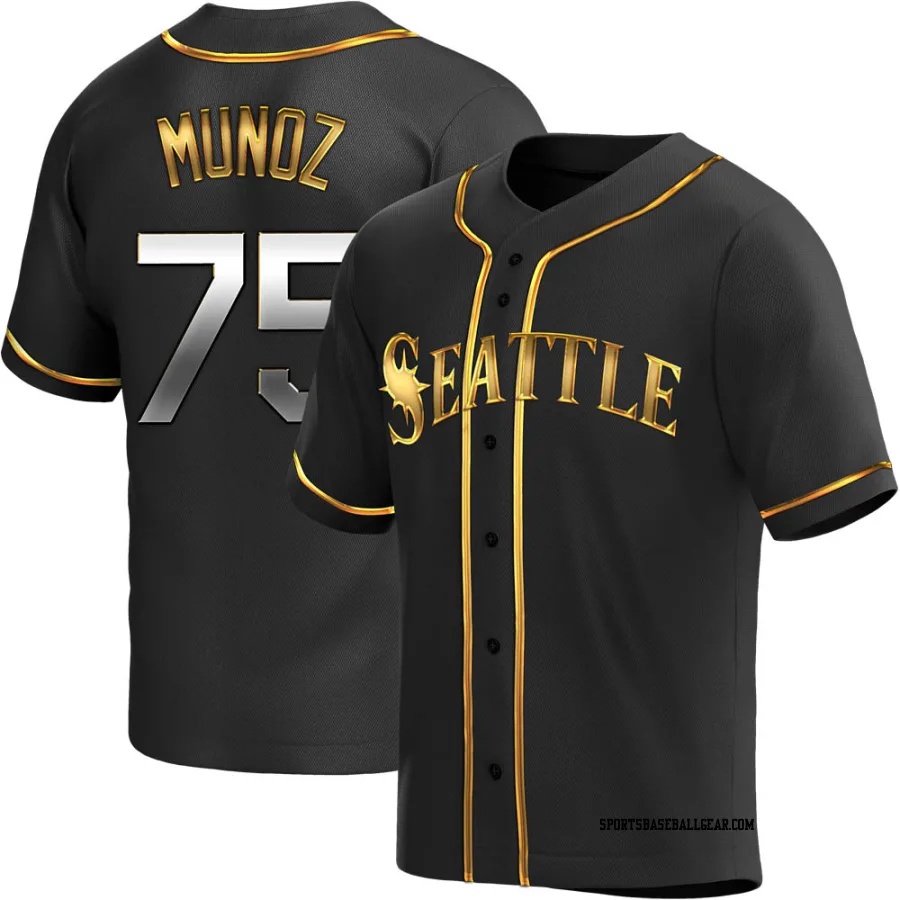 Andres Munoz Youth Seattle Mariners Black Golden Replica Alternate Jersey