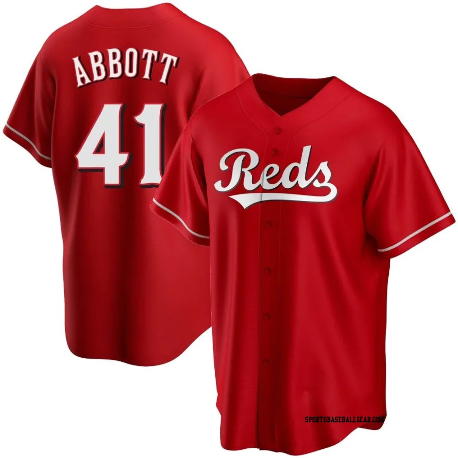 Andrew Abbott Men's Cincinnati Reds Red Replica Alternate Jersey