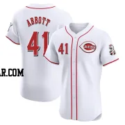 Andrew Abbott Men's Cincinnati Reds White Elite Home Patch Jersey