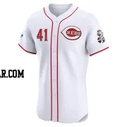 Andrew Abbott Men's Cincinnati Reds White Elite Home Patch Jersey