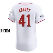 Andrew Abbott Men's Cincinnati Reds White Elite Home Patch Jersey