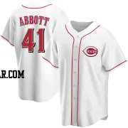 Andrew Abbott Men's Cincinnati Reds White Replica Home Jersey