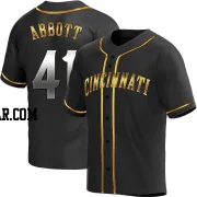 Andrew Abbott Youth Cincinnati Reds Black Golden Replica Alternate Jersey