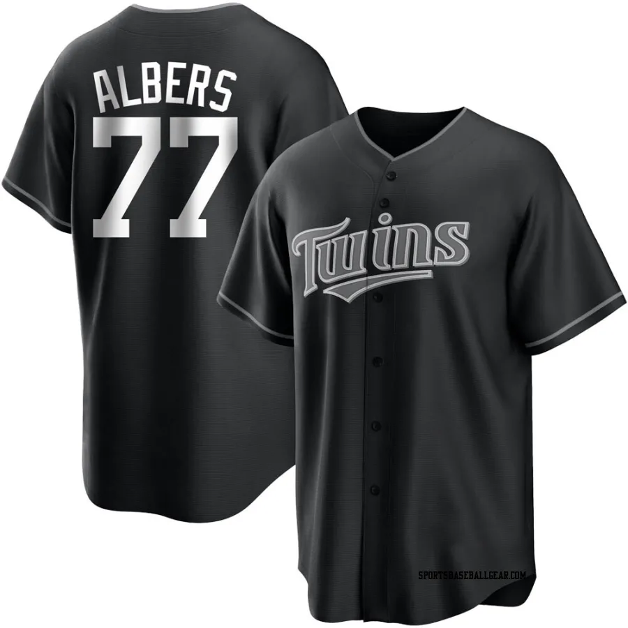 Andrew Albers Men's Minnesota Twins Black/White Replica Jersey