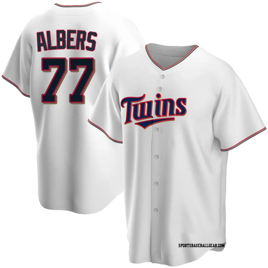 Andrew Albers Men's Minnesota Twins White Replica Home Jersey