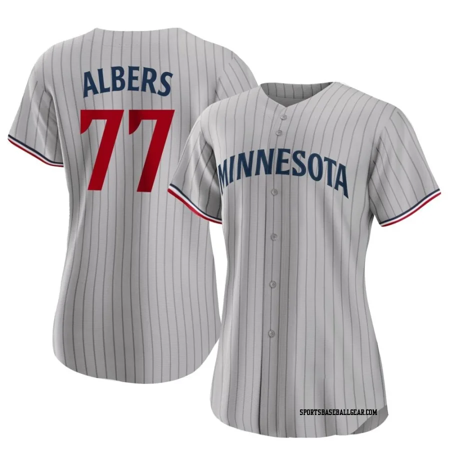 Andrew Albers Women's Minnesota Twins Gray Replica Road Jersey