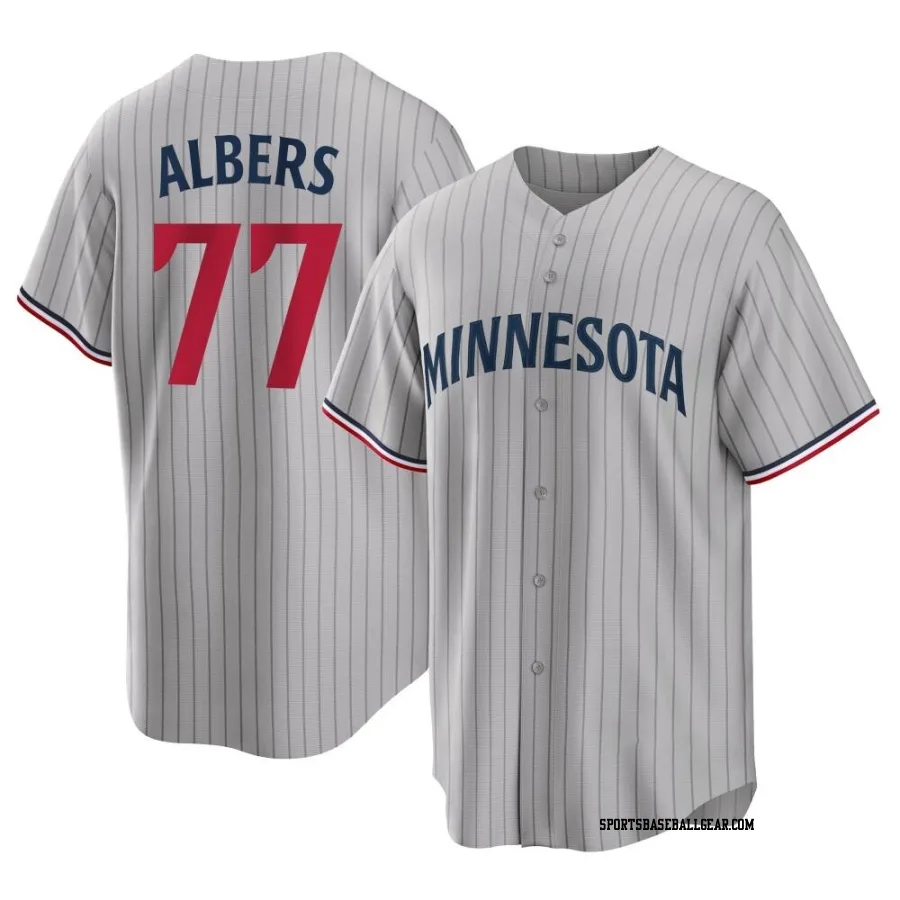 Andrew Albers Youth Minnesota Twins Gray Replica Road Jersey