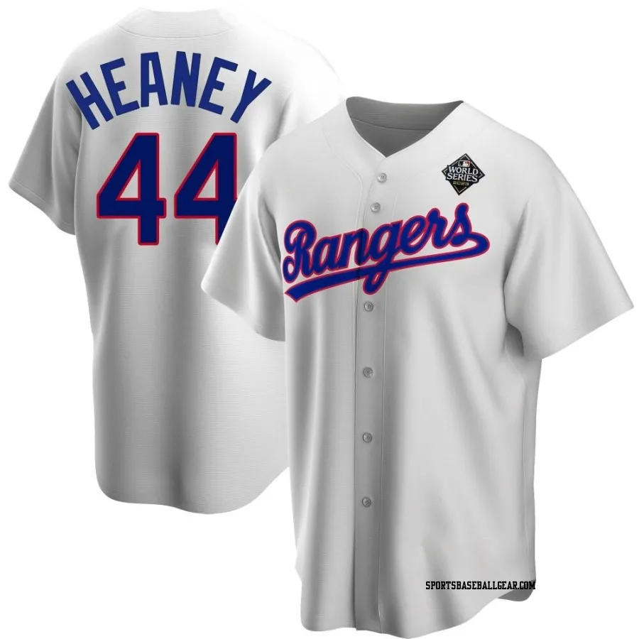 Andrew Heaney Men's Texas Rangers White Replica Home Cooperstown Collection 2023 World Series Jersey