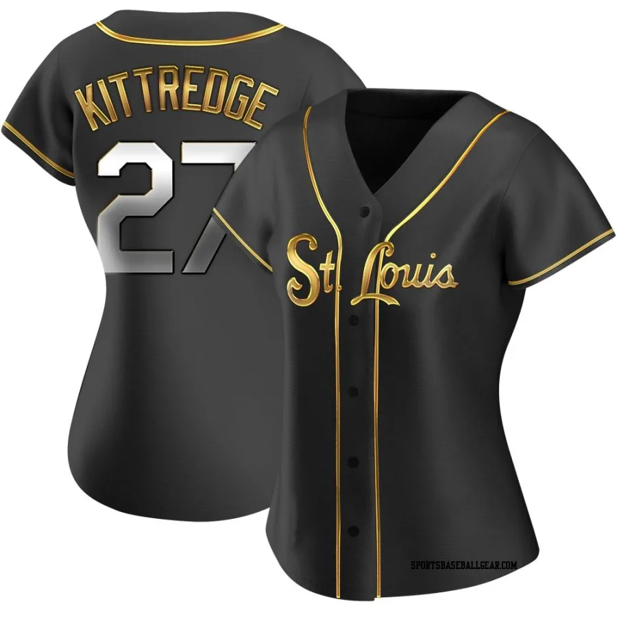 Andrew Kittredge Women's St. Louis Cardinals Black Golden Replica Alternate Jersey