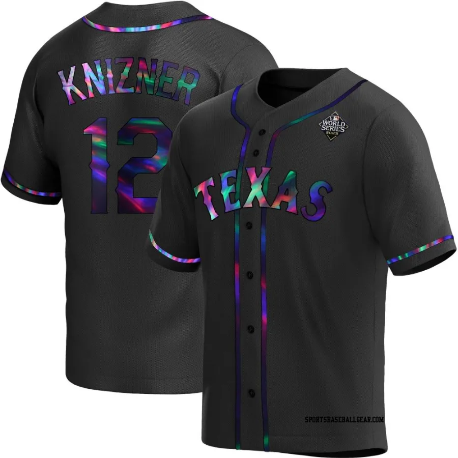 Andrew Knizner Men's Texas Rangers Black Holographic Replica Alternate 2023 World Series Jersey