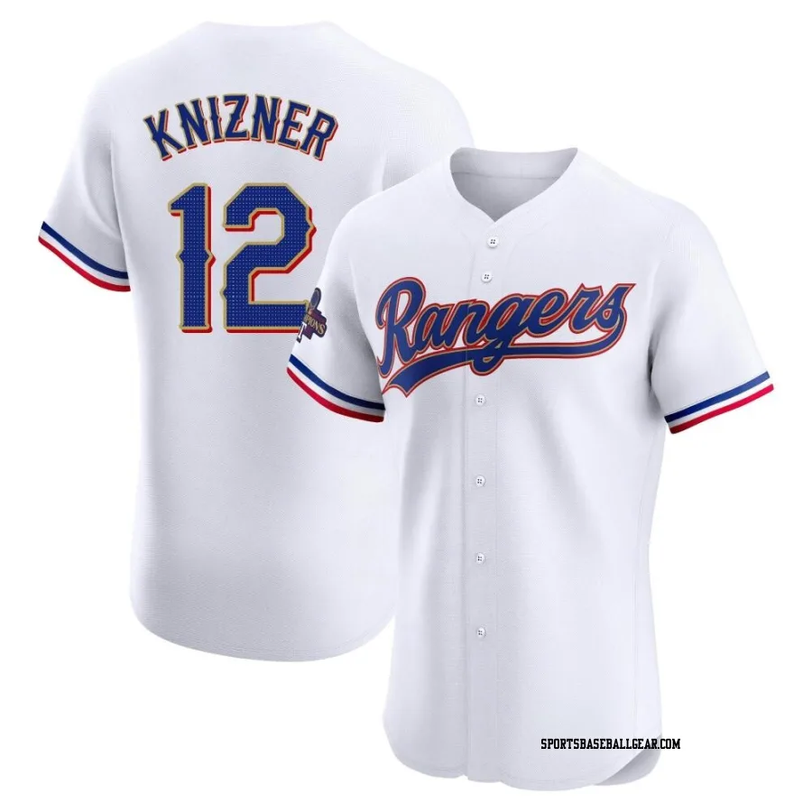 Andrew Knizner Men's Texas Rangers Gold Elite White 2024 Collection Jersey