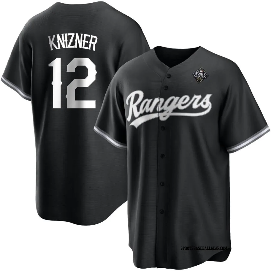 Andrew Knizner Men's Texas Rangers White Replica Black 2023 World Series Jersey