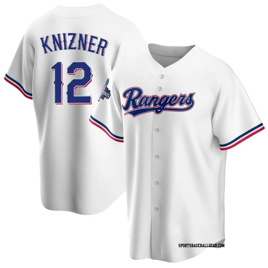 Andrew Knizner Men's Texas Rangers White Replica Home 2023 World Series Champions Jersey