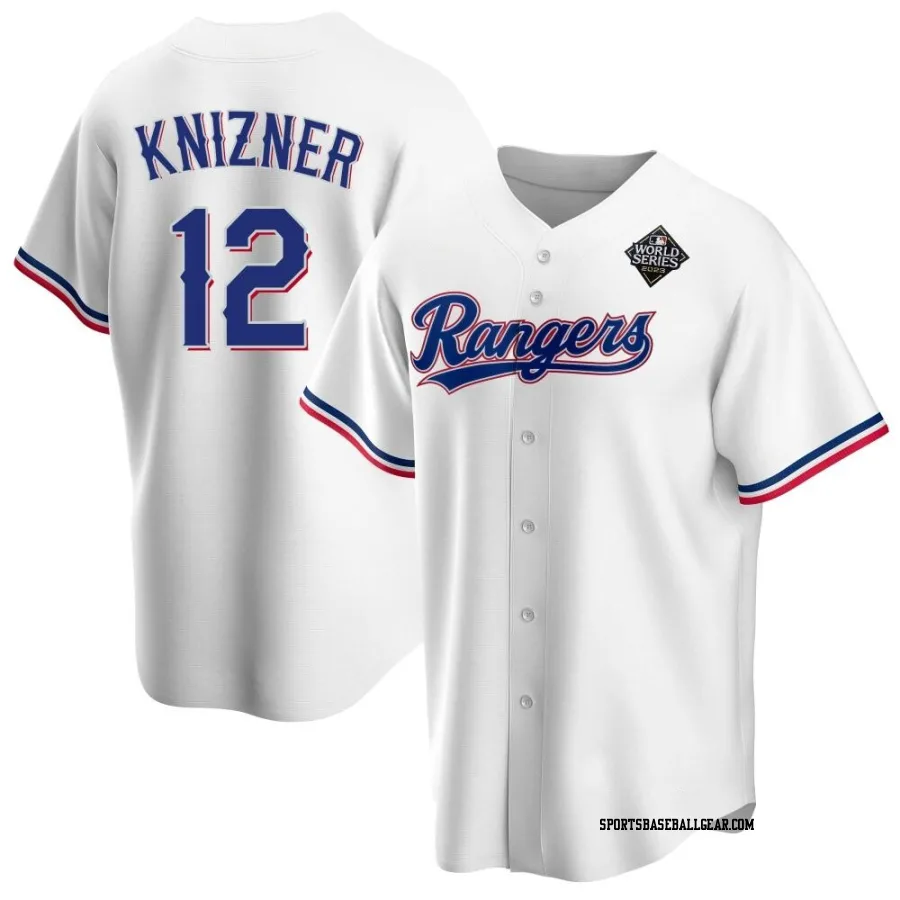 Andrew Knizner Men's Texas Rangers White Replica Home 2023 World Series Jersey