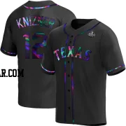 Andrew Knizner Youth Texas Rangers Black Holographic Replica Alternate 2023 World Series Jersey