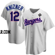 Andrew Knizner Youth Texas Rangers White Replica Home Cooperstown Collection 2023 World Series Jersey