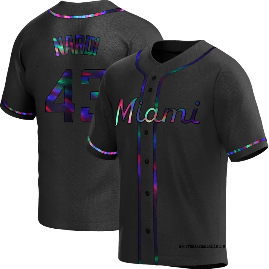 Andrew Nardi Men's Miami Marlins Black Holographic Replica Alternate Jersey