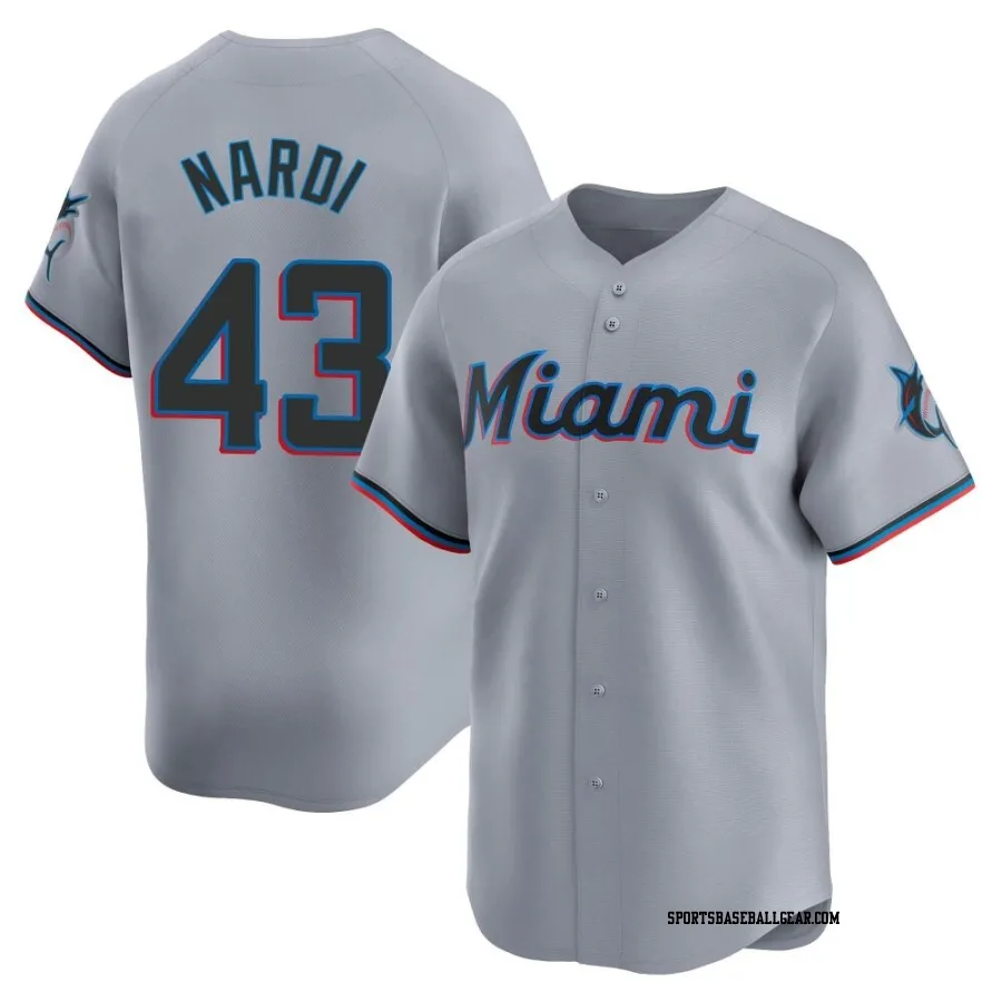 Andrew Nardi Men's Miami Marlins Gray Limited Road Jersey