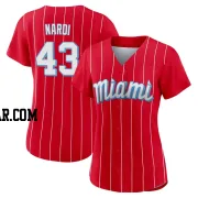 Andrew Nardi Women's Miami Marlins Red Authentic 2021 City Connect Jersey