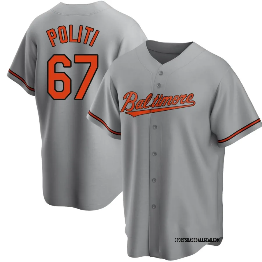 Andrew Politi Men's Baltimore Orioles Gray Replica Road Jersey