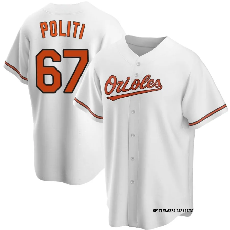 Andrew Politi Men's Baltimore Orioles White Replica Home Jersey