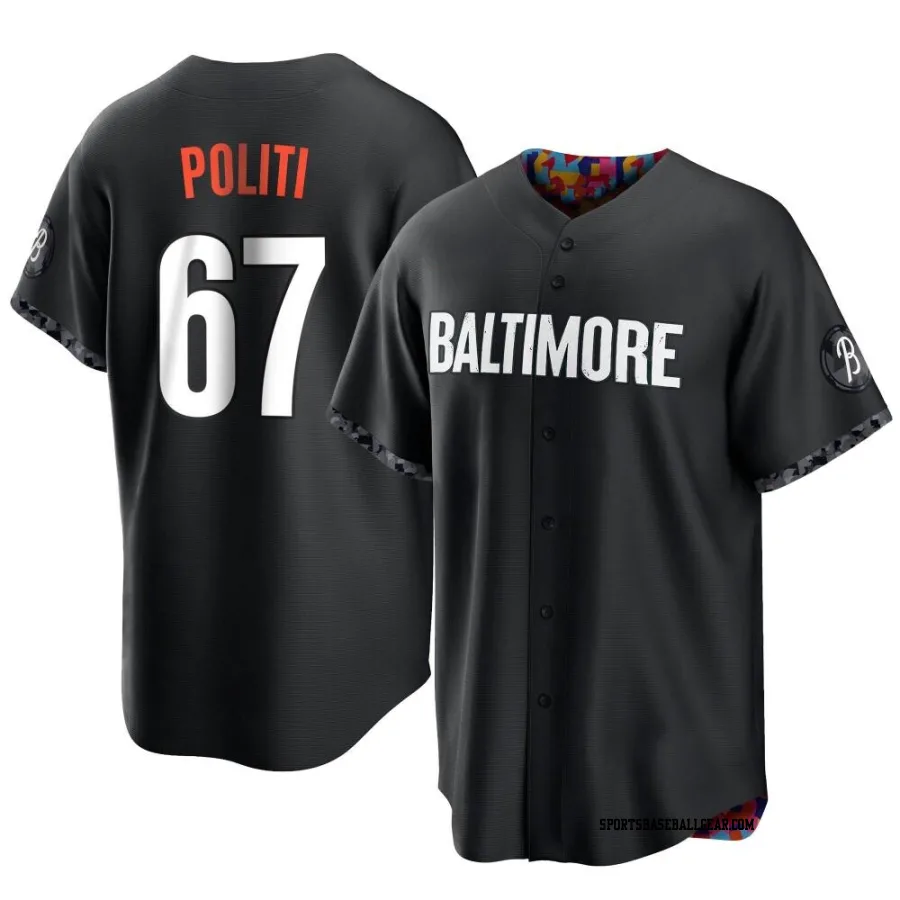 Andrew Politi Youth Baltimore Orioles Black Replica 2023 City Connect Jersey