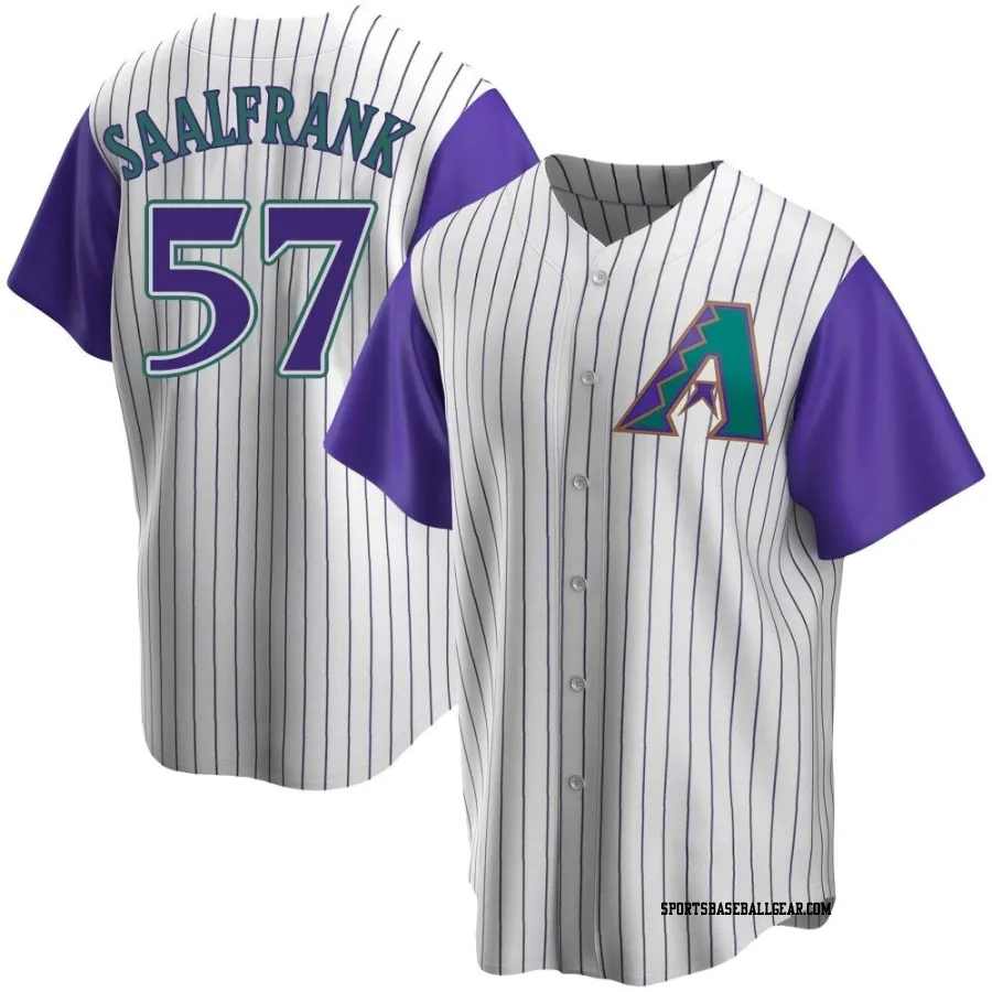 Andrew Saalfrank Men's Arizona Diamondbacks Cream/Purple Replica Alternate Cooperstown Collection Jersey