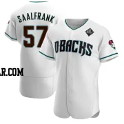 Andrew Saalfrank Men's Arizona Diamondbacks White Authentic Teal Alternate 2023 World Series Jersey