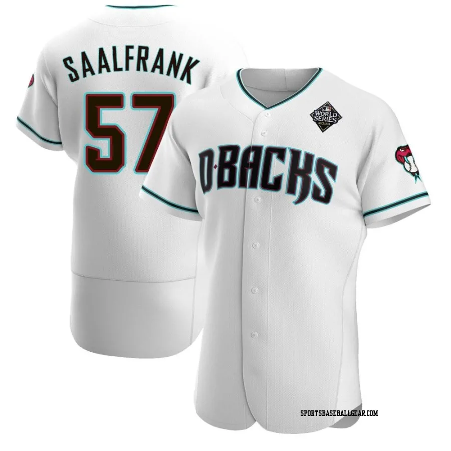 Andrew Saalfrank Men's Arizona Diamondbacks White Authentic Teal Alternate 2023 World Series Jersey