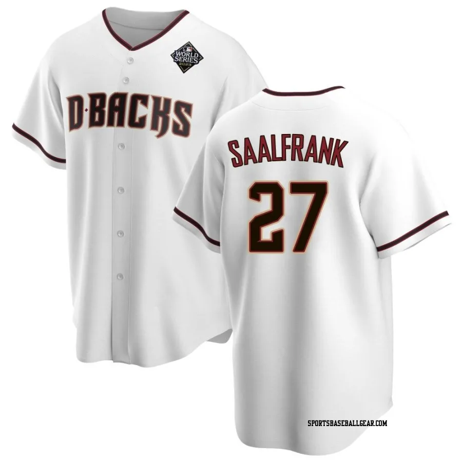 Andrew Saalfrank Men's Arizona Diamondbacks White Replica Home 2023 World Series Jersey