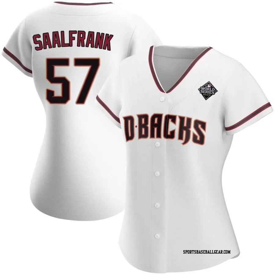 Andrew Saalfrank Women's Arizona Diamondbacks White Authentic Home 2023 World Series Jersey