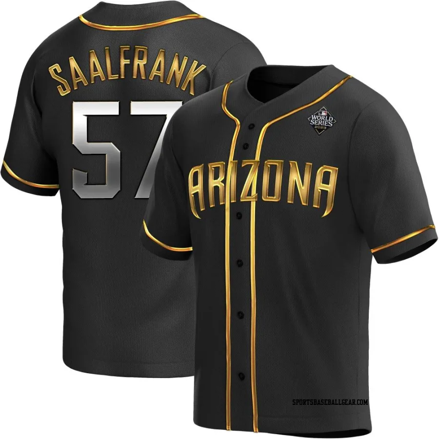 Andrew Saalfrank Youth Arizona Diamondbacks Black Golden Replica Alternate 2023 World Series Jersey